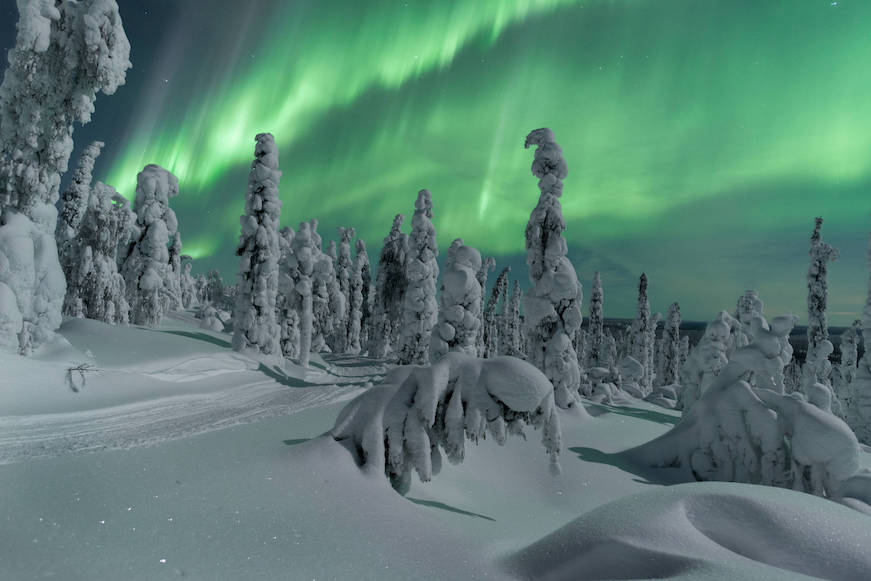 Äkäslompolo aurora boreal vacaciones niños